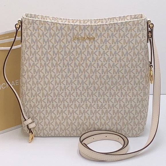 Michael Kors Jet Set Travel Large Messenger Crossbody Bag Light Cream Multi - Picture 1 of 16